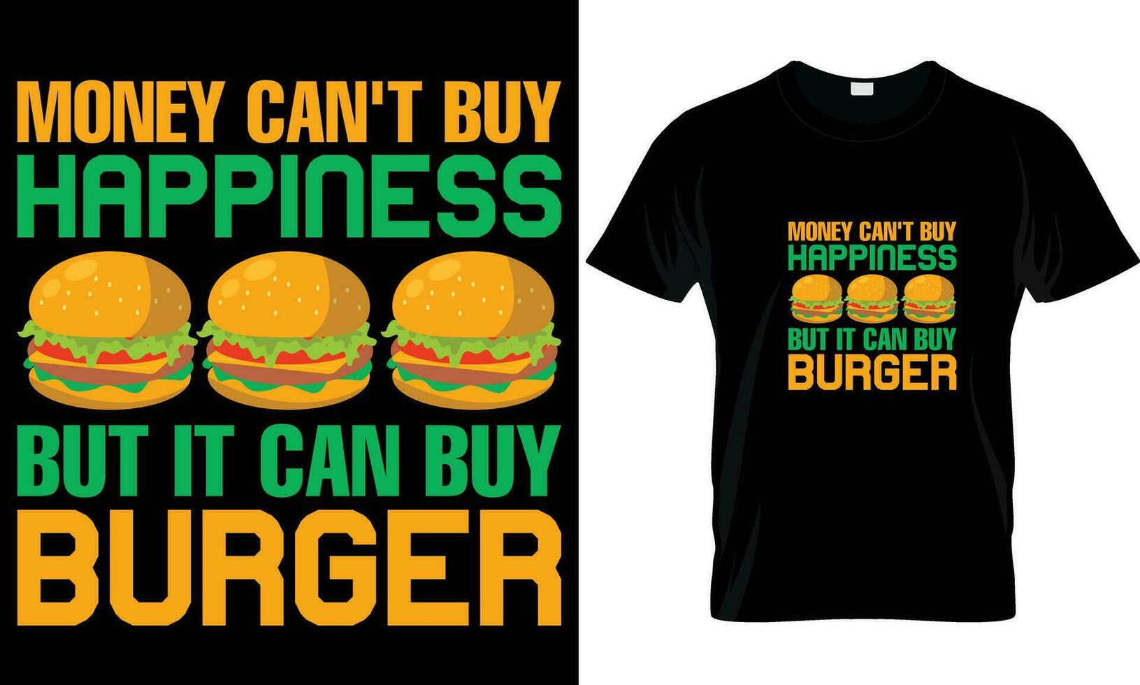 Burger t-shirt design vector graphic.