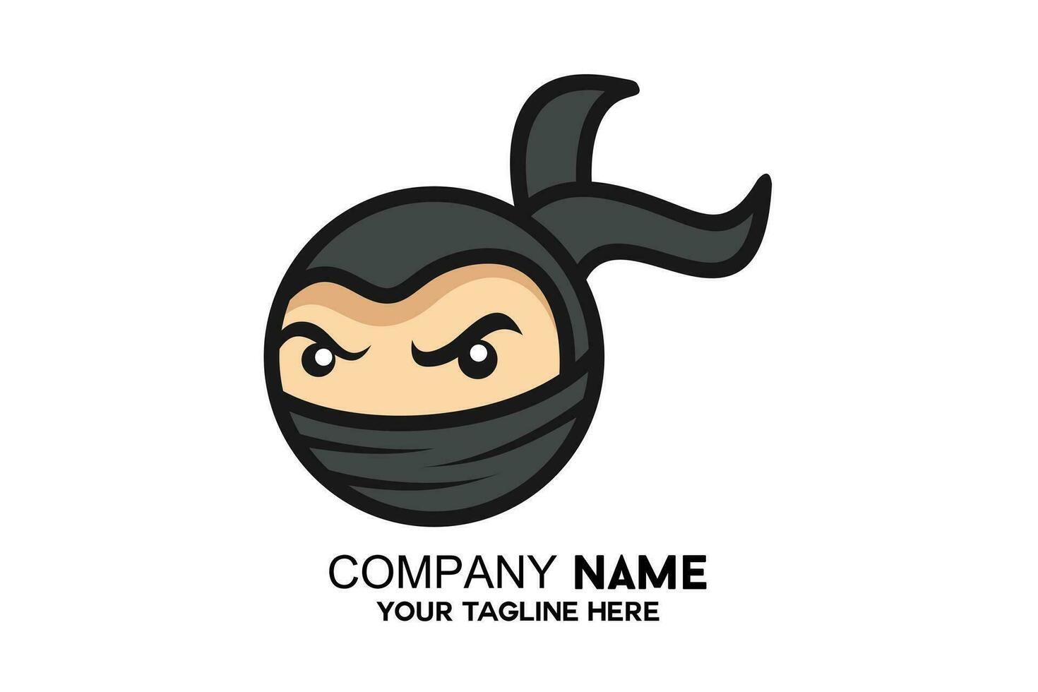 cartoon ninja logo with a simple design vector