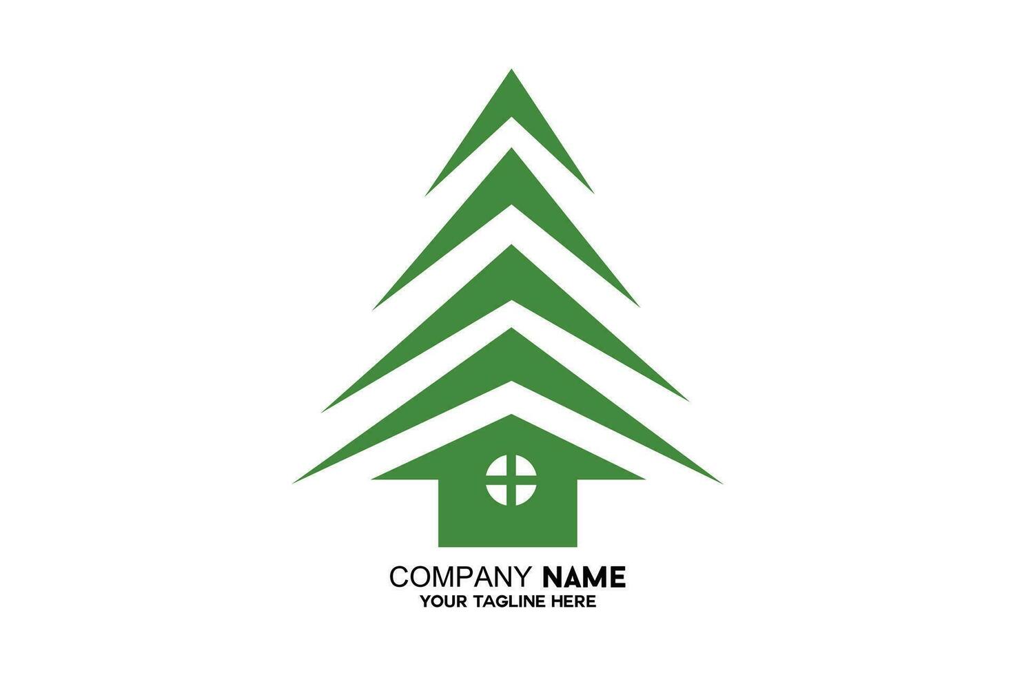 casa logo con árbol techo vector