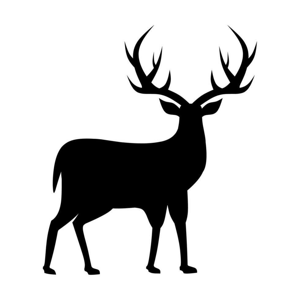 ciervo silueta vector. reno silueta lata ser usado como icono, símbolo o signo. ciervo icono para diseño relacionado a animal, fauna silvestre o paisaje vector