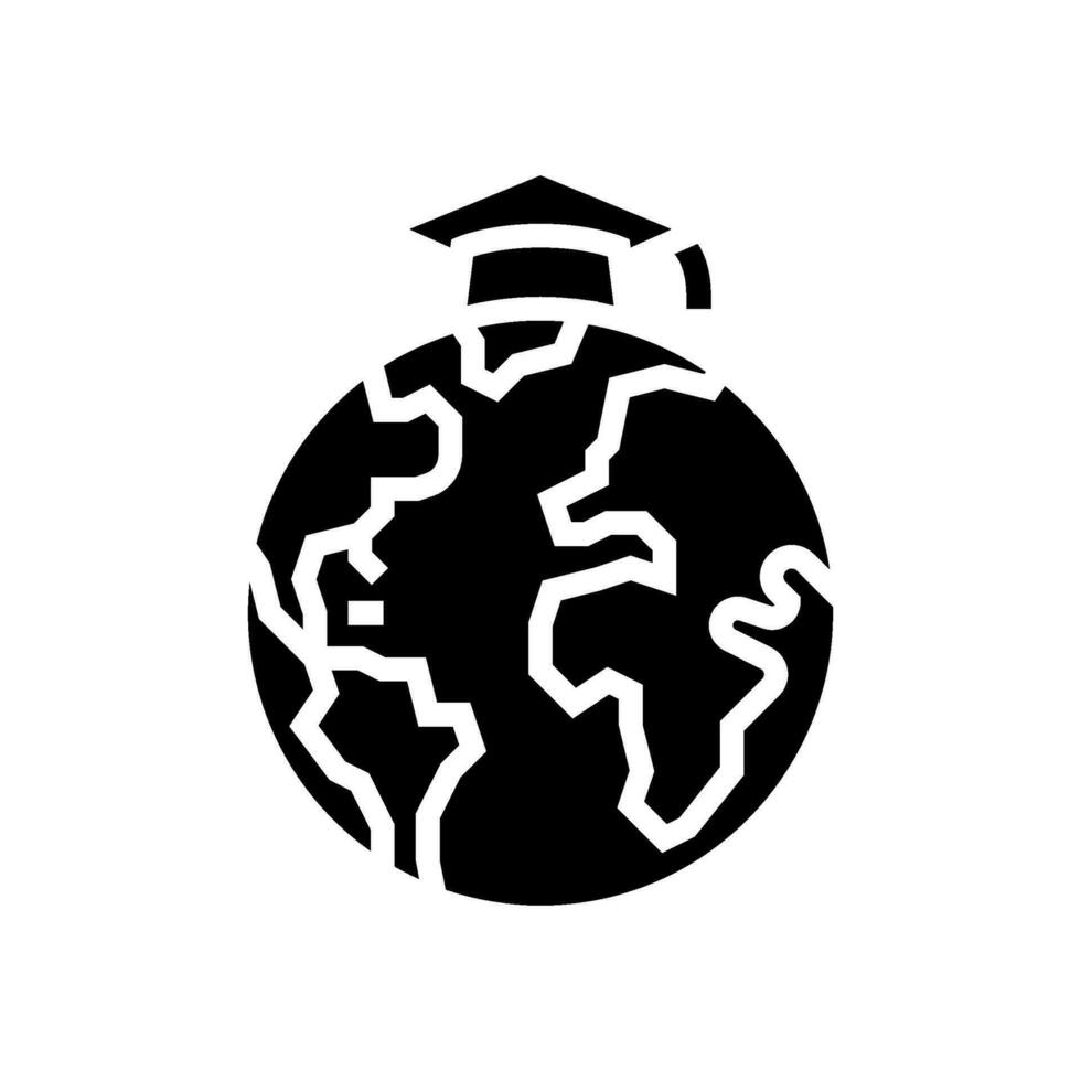 study abroad college teacher glyph icon vector illustration
