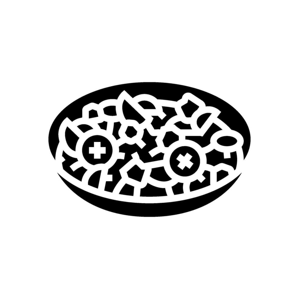 saganaki griego cocina glifo icono vector ilustración