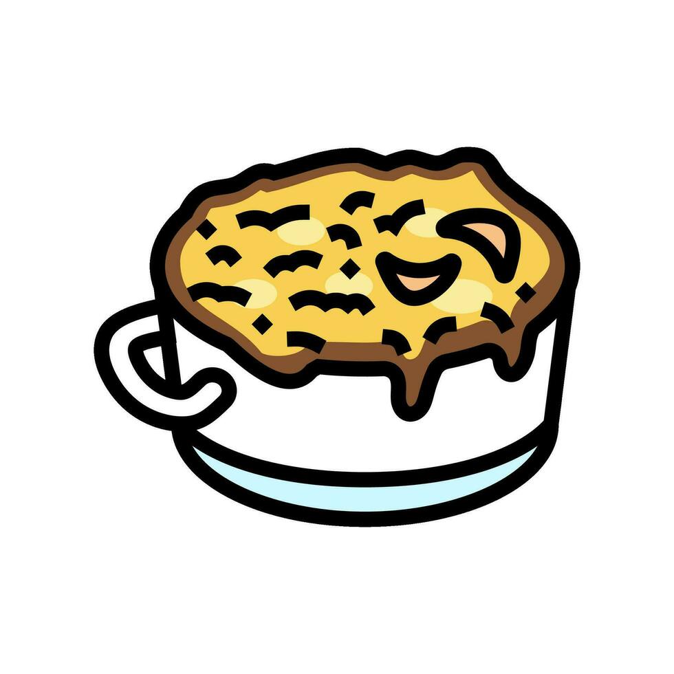french onion soup cuisine color icon vector illustration