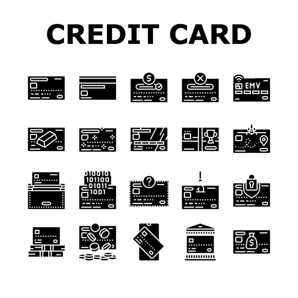 crédito tarjeta banco pago dinero íconos conjunto vector