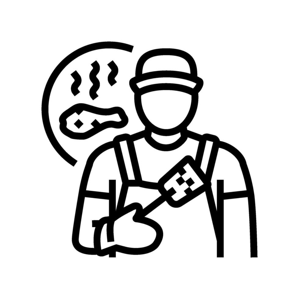 grill master restaurant chef line icon vector illustration