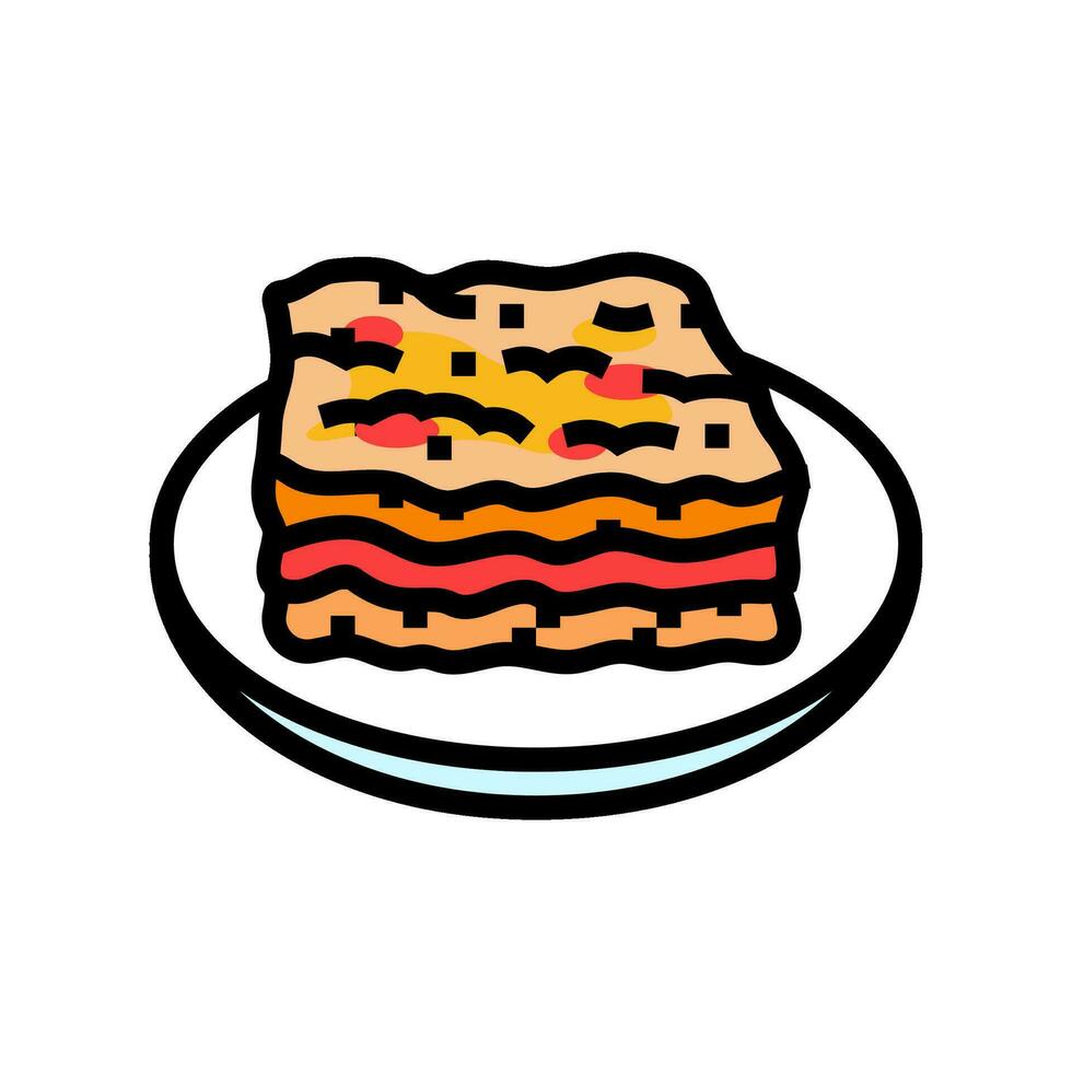 lasagna dish italian cuisine color icon vector illustration