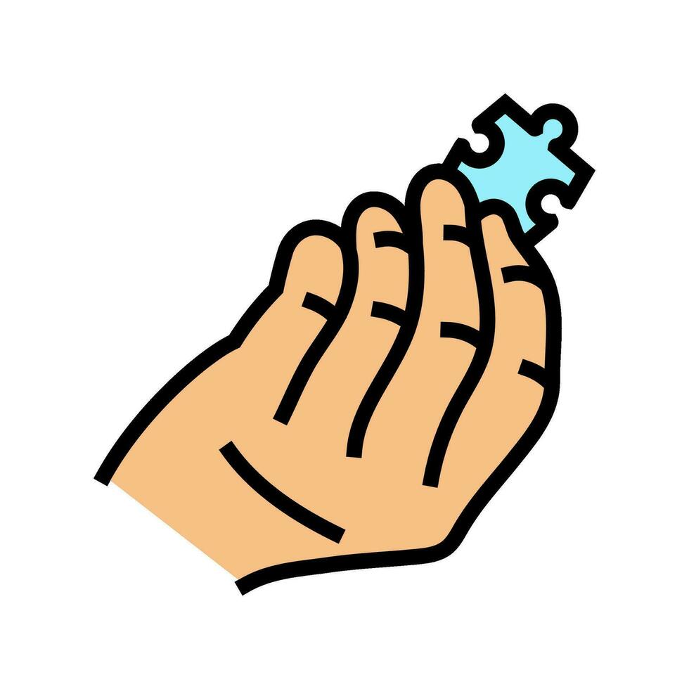 jigsaw puzzle hand color icon vector illustration