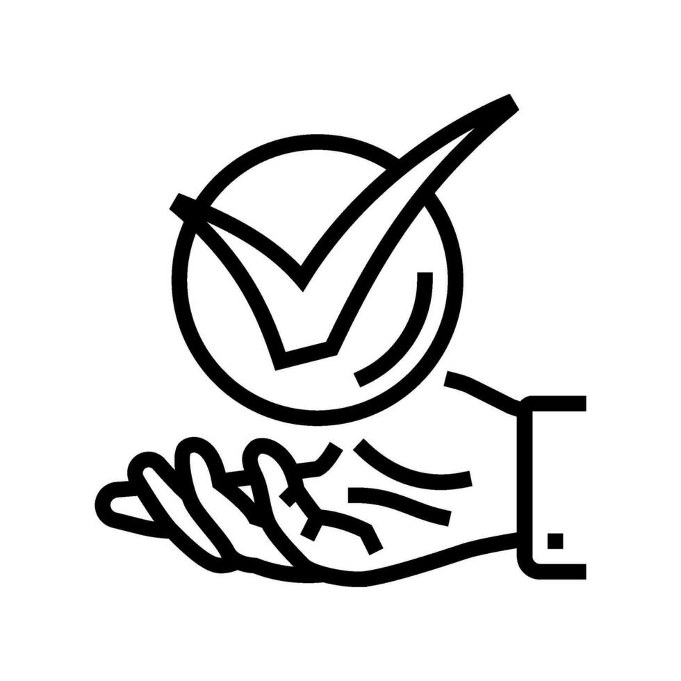mano cheque marca línea icono vector ilustración