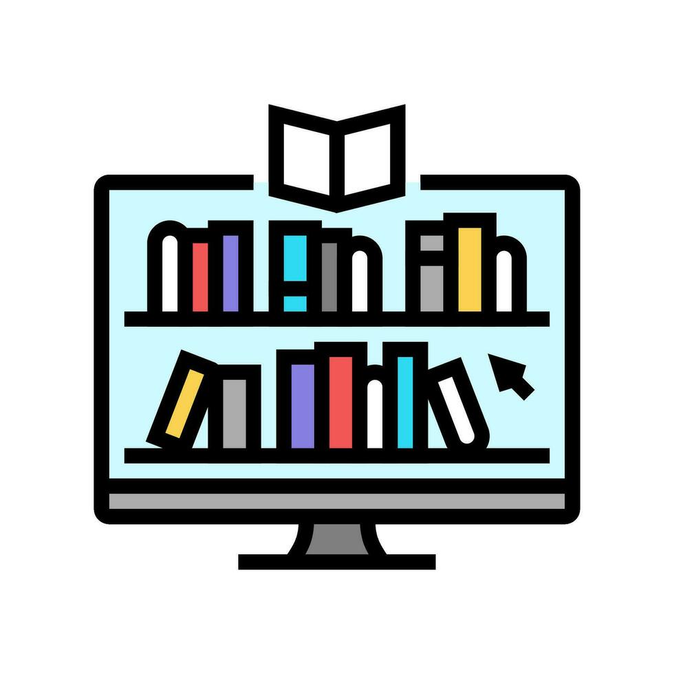 online library learning platform color icon vector illustration ...
