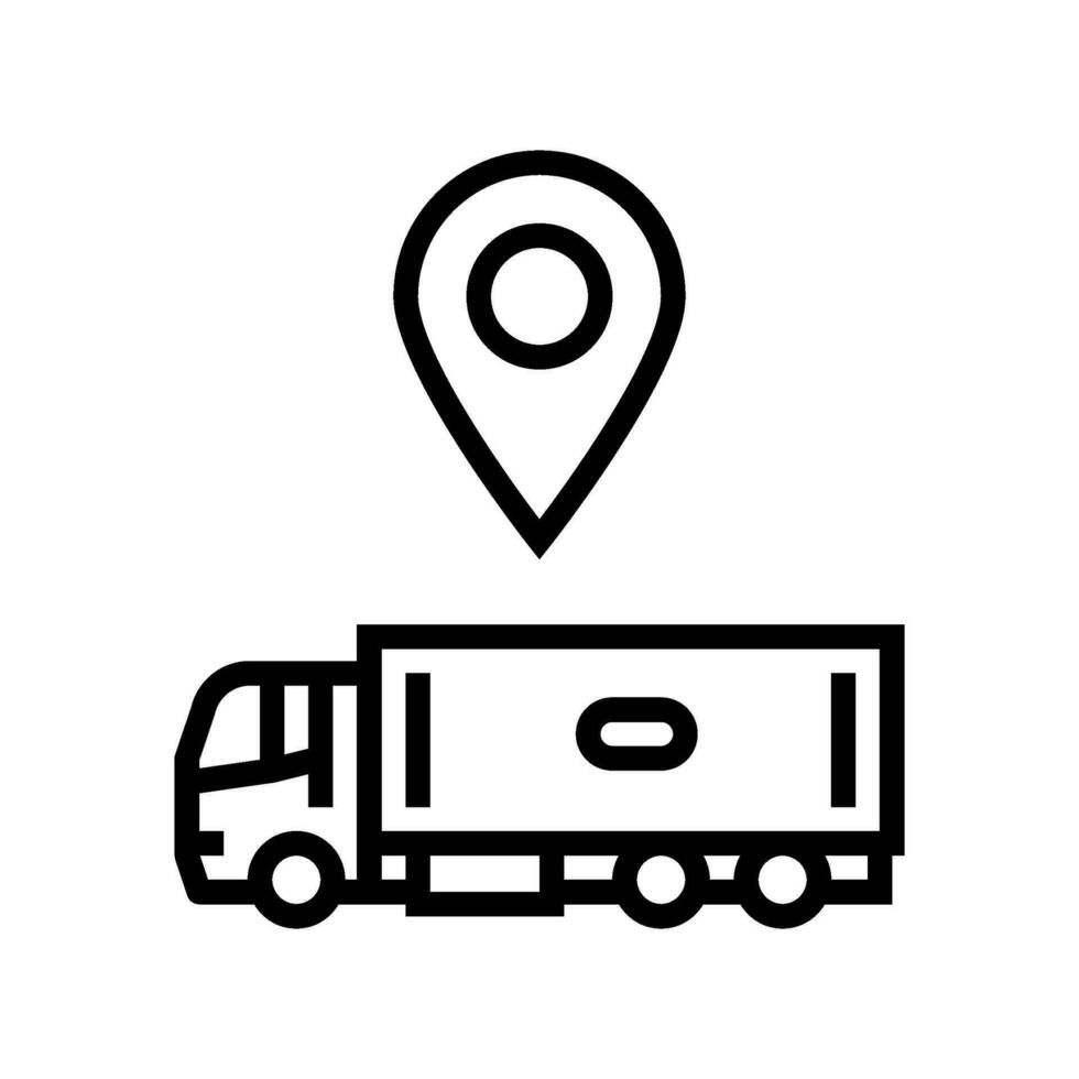 truck map location line icon vector illustration