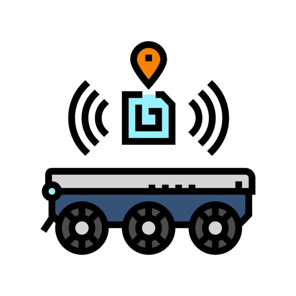 rfid tracking autonomous delivery color icon vector illustration