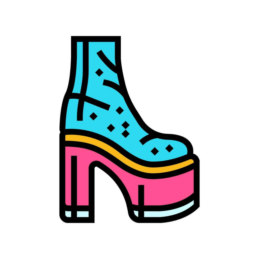 plataforma Zapatos disco fiesta color icono vector ilustración