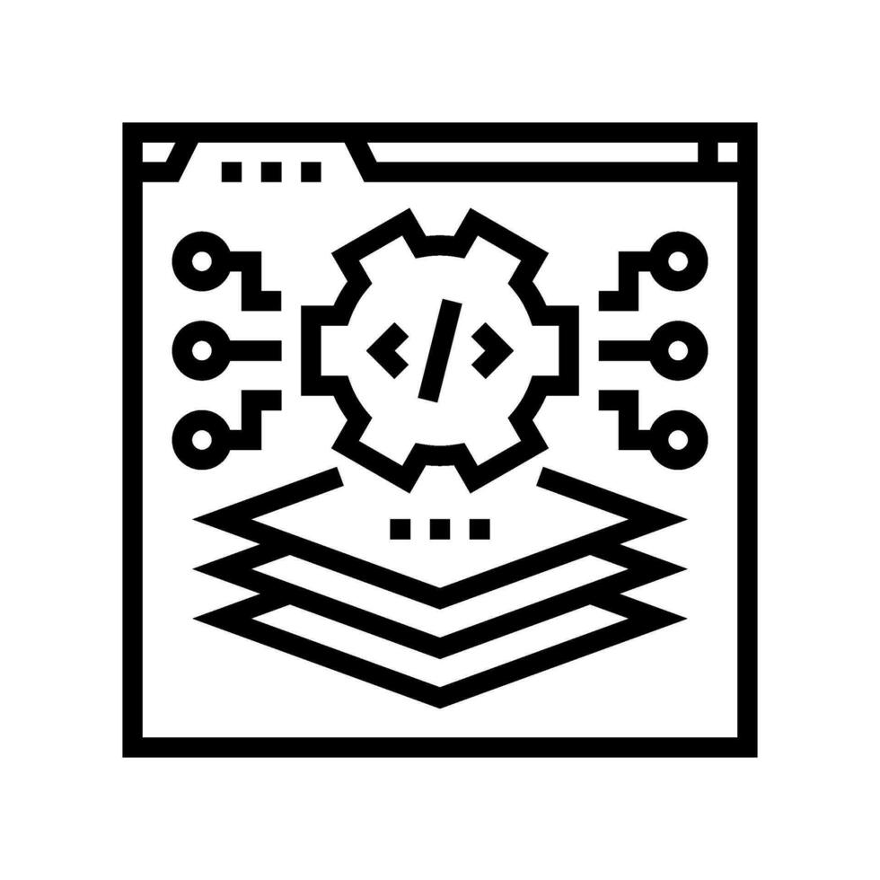 full stack development software line icon vector illustration
