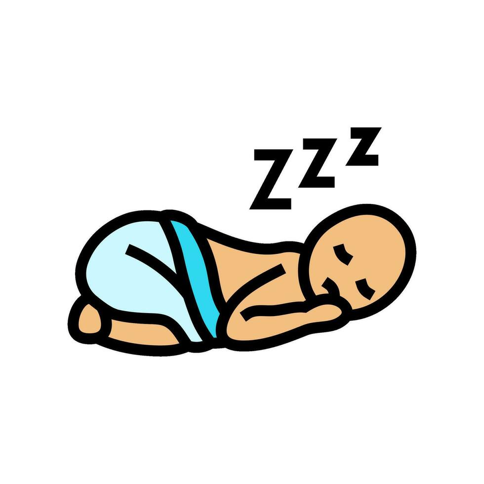 sleeping baby sleep night color icon vector illustration
