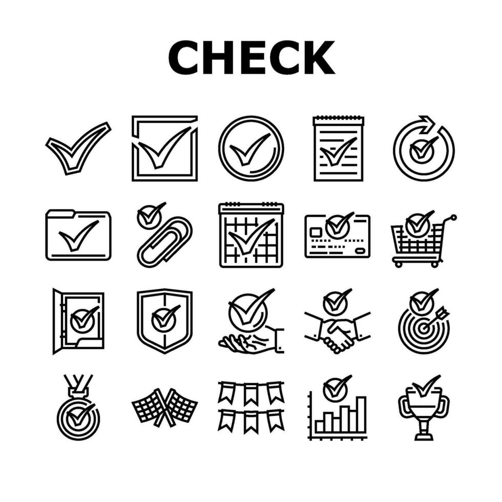 check mark tick ok icons set vector