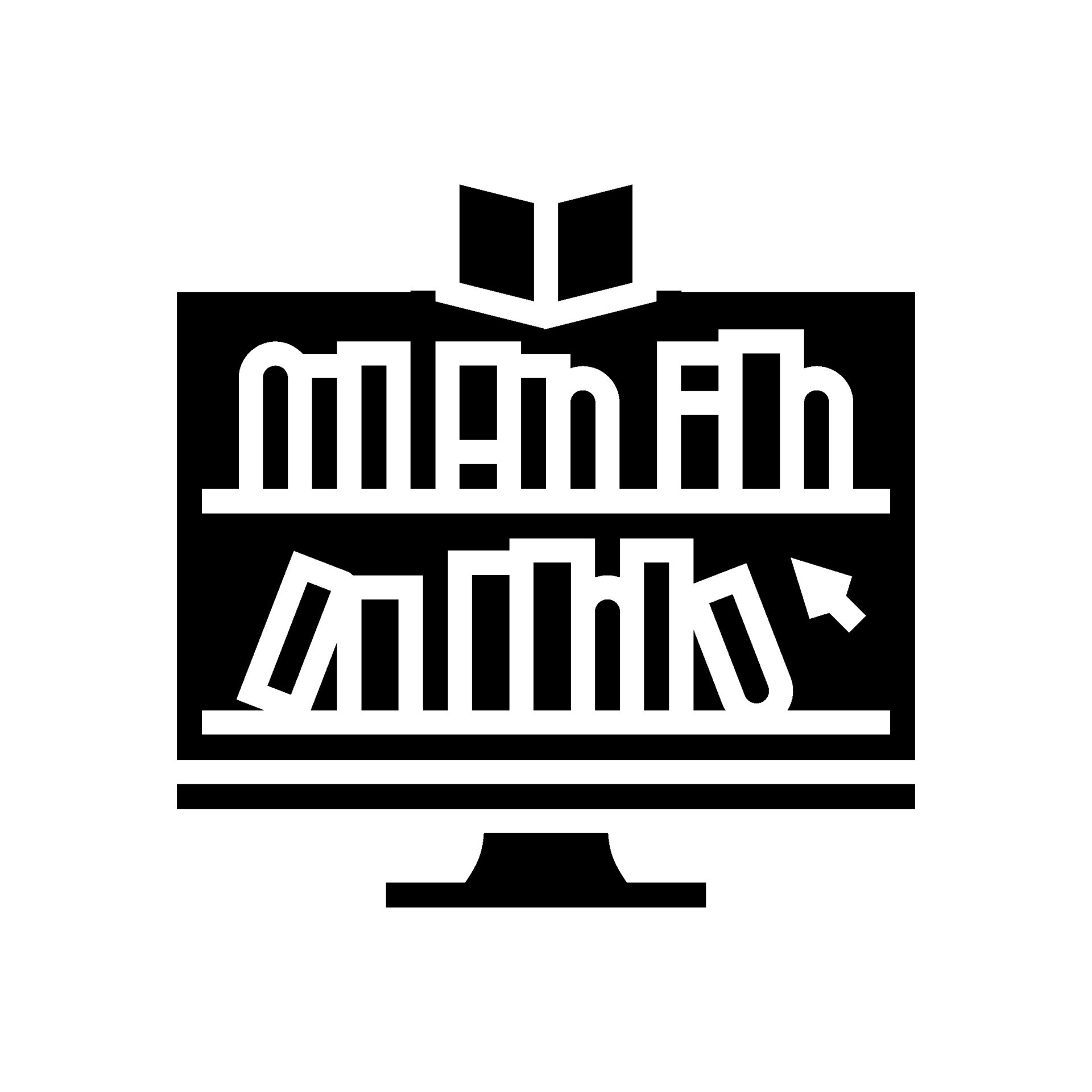 online library learning platform glyph icon vector illustration ...