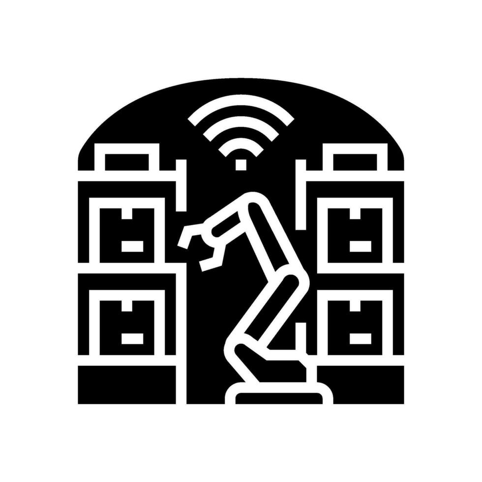 automated warehouse autonomous delivery glyph icon vector illustration