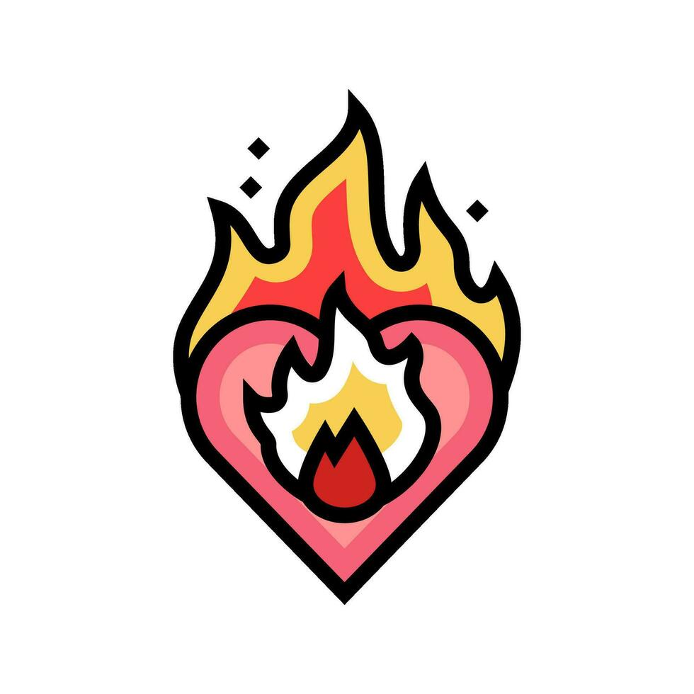 corazón en fuego color icono vector ilustración