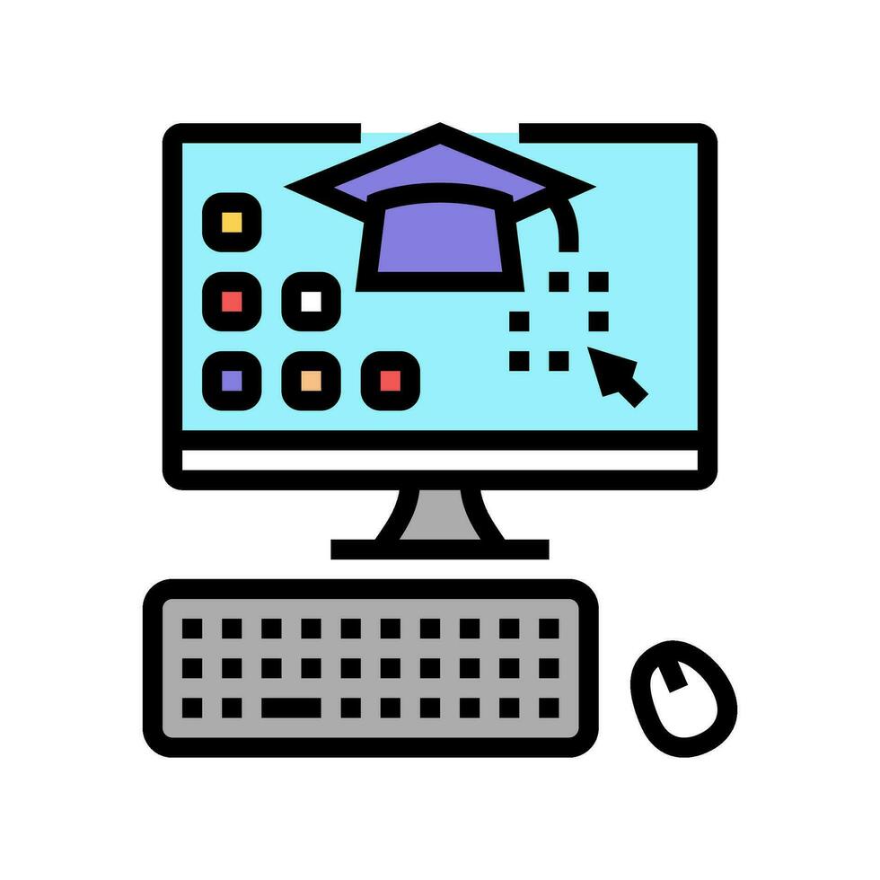 computadora habilidades primario colegio color icono vector ilustración