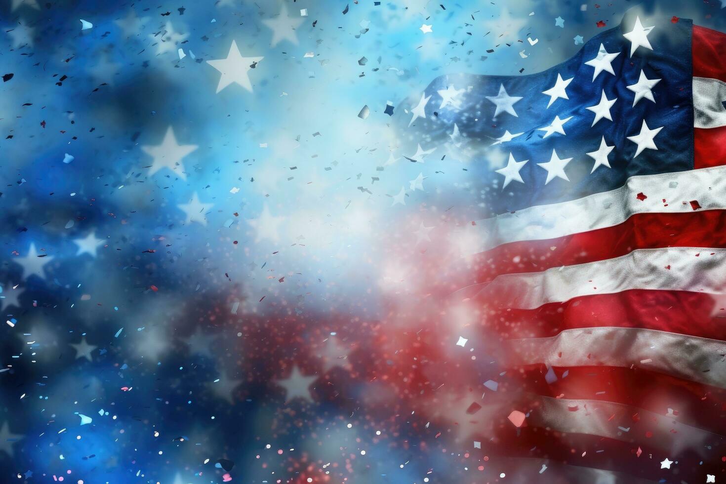 AI generated American flag with stars on a blue background. 3D illustration, Abstract Fourth of July America Memorial day Veterans Day background, AI Generated photo