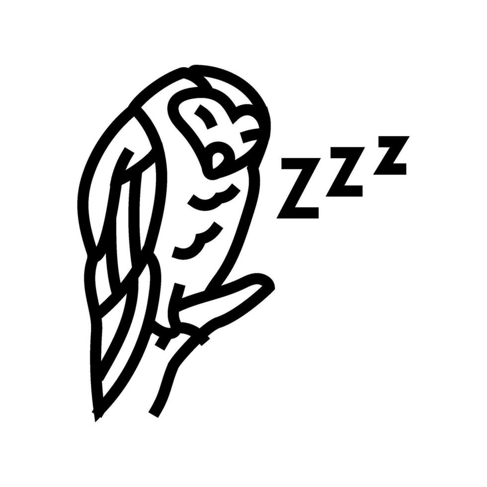 sleepy owl sleep night line icon vector illustration