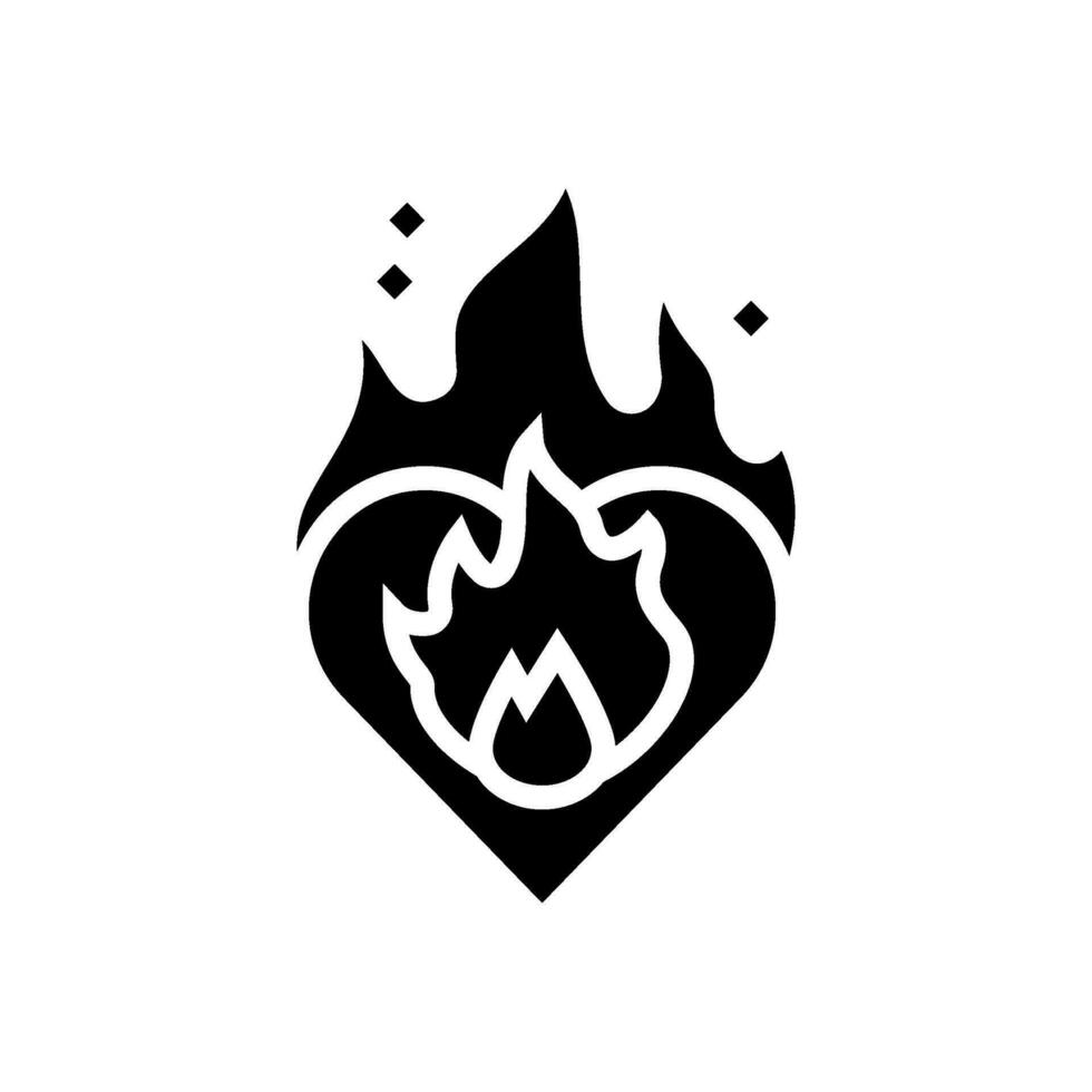 heart on fire glyph icon vector illustration
