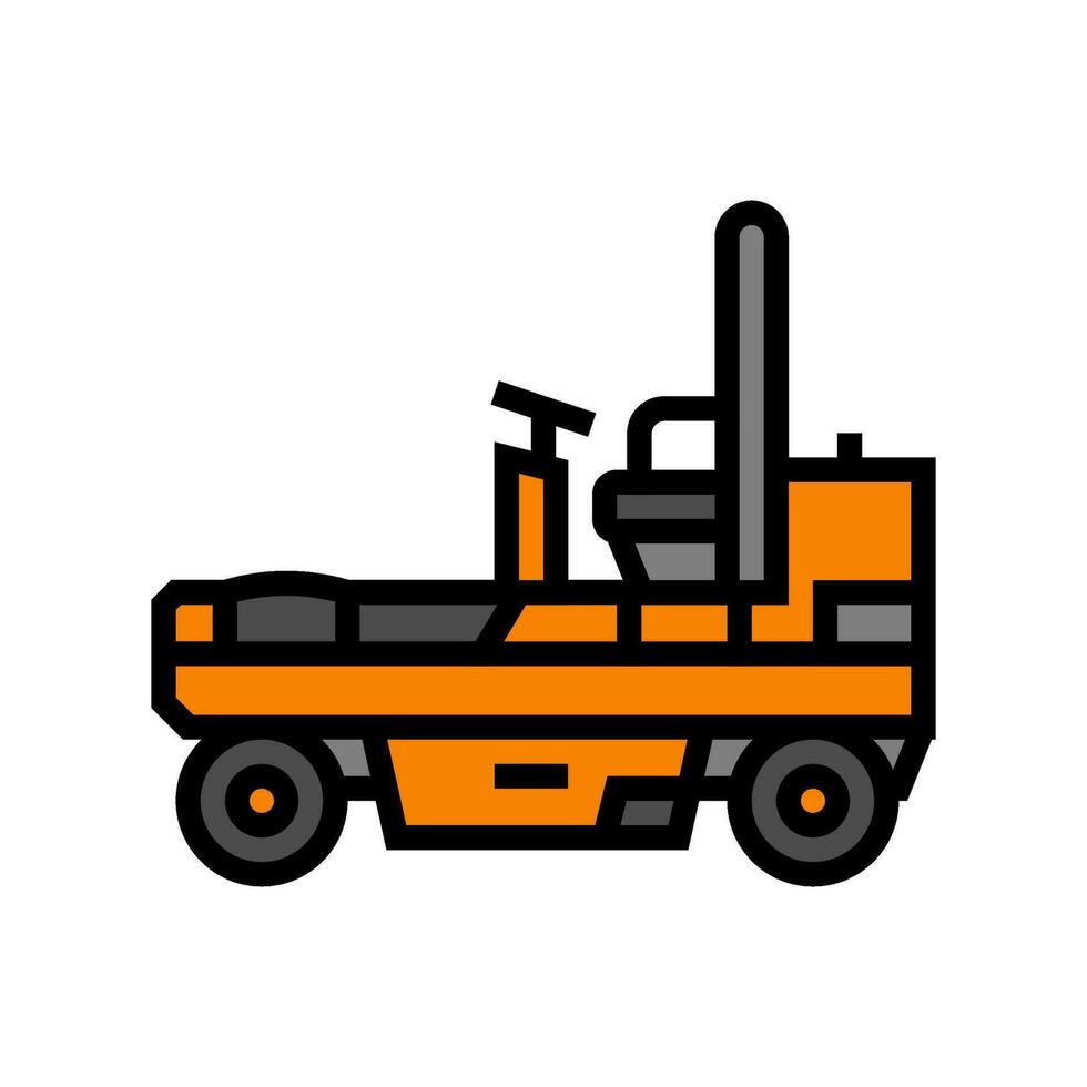 pneumatic roller construction vehicle color icon vector illustration