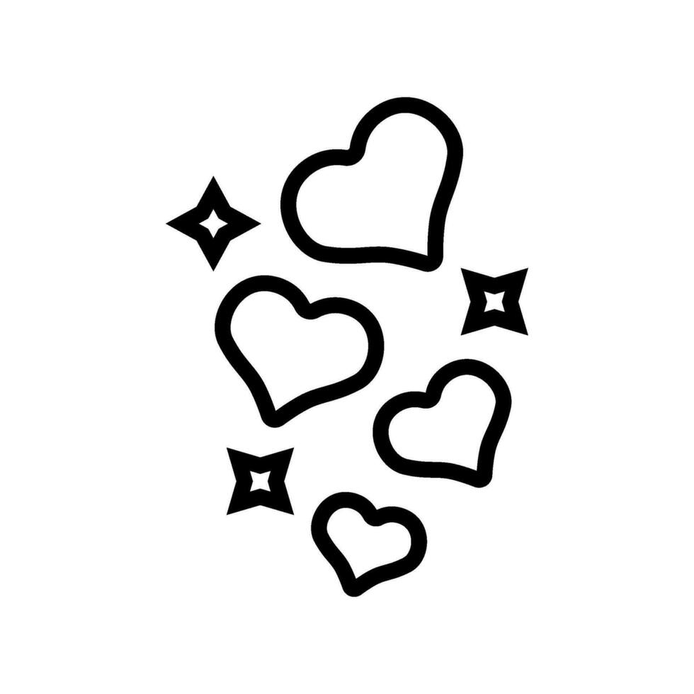 hearts fly line icon vector illustration
