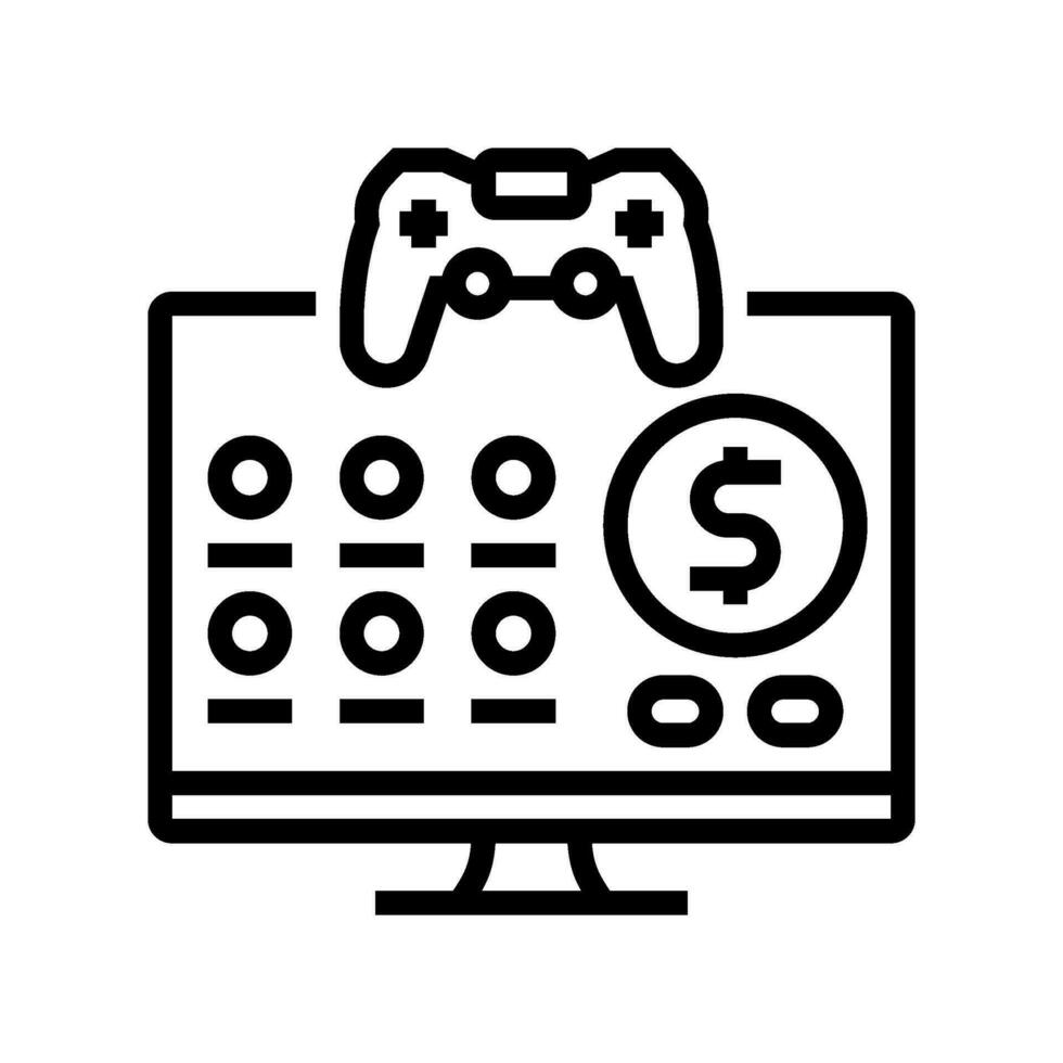 monetización juego desarrollo línea icono vector ilustración