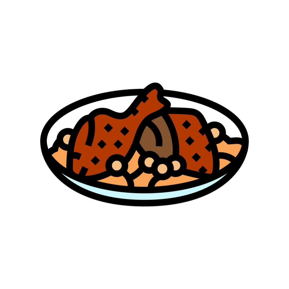 coq au vin francés cocina color icono vector ilustración