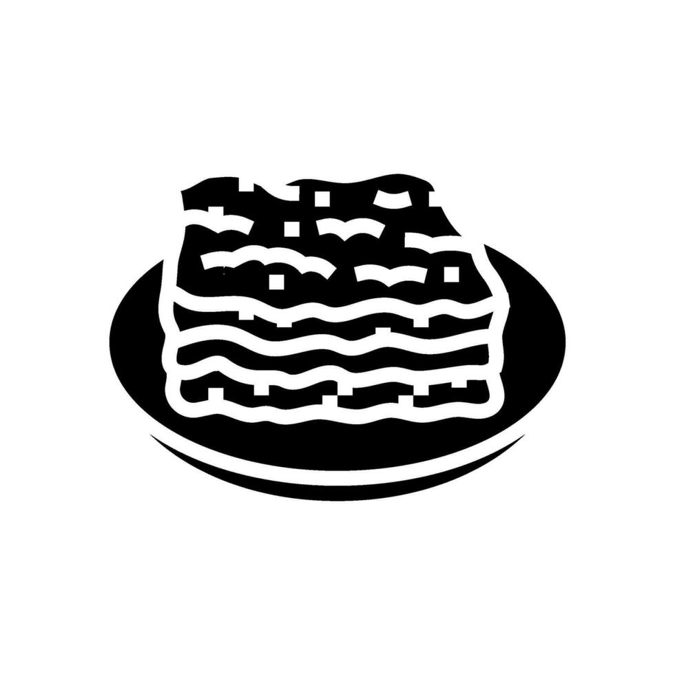 lasaña plato italiano cocina glifo icono vector ilustración
