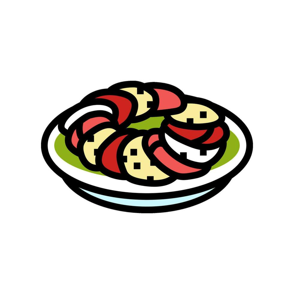 caprese ensalada italiano cocina color icono vector ilustración