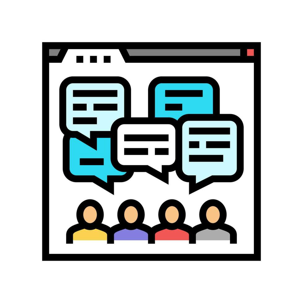 discusión foro en línea aprendizaje plataforma color icono vector ilustración
