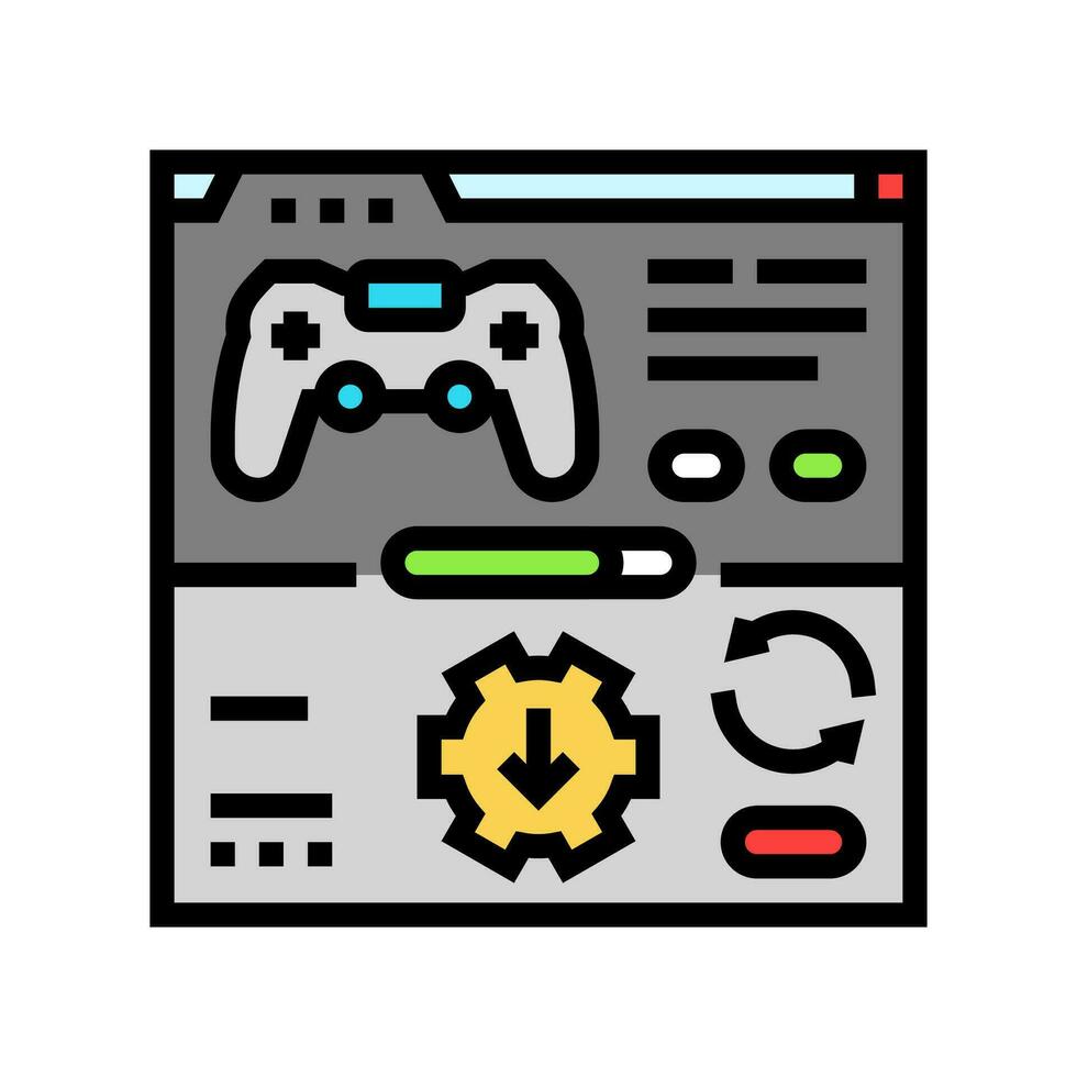 actualizaciones juego desarrollo color icono vector ilustración