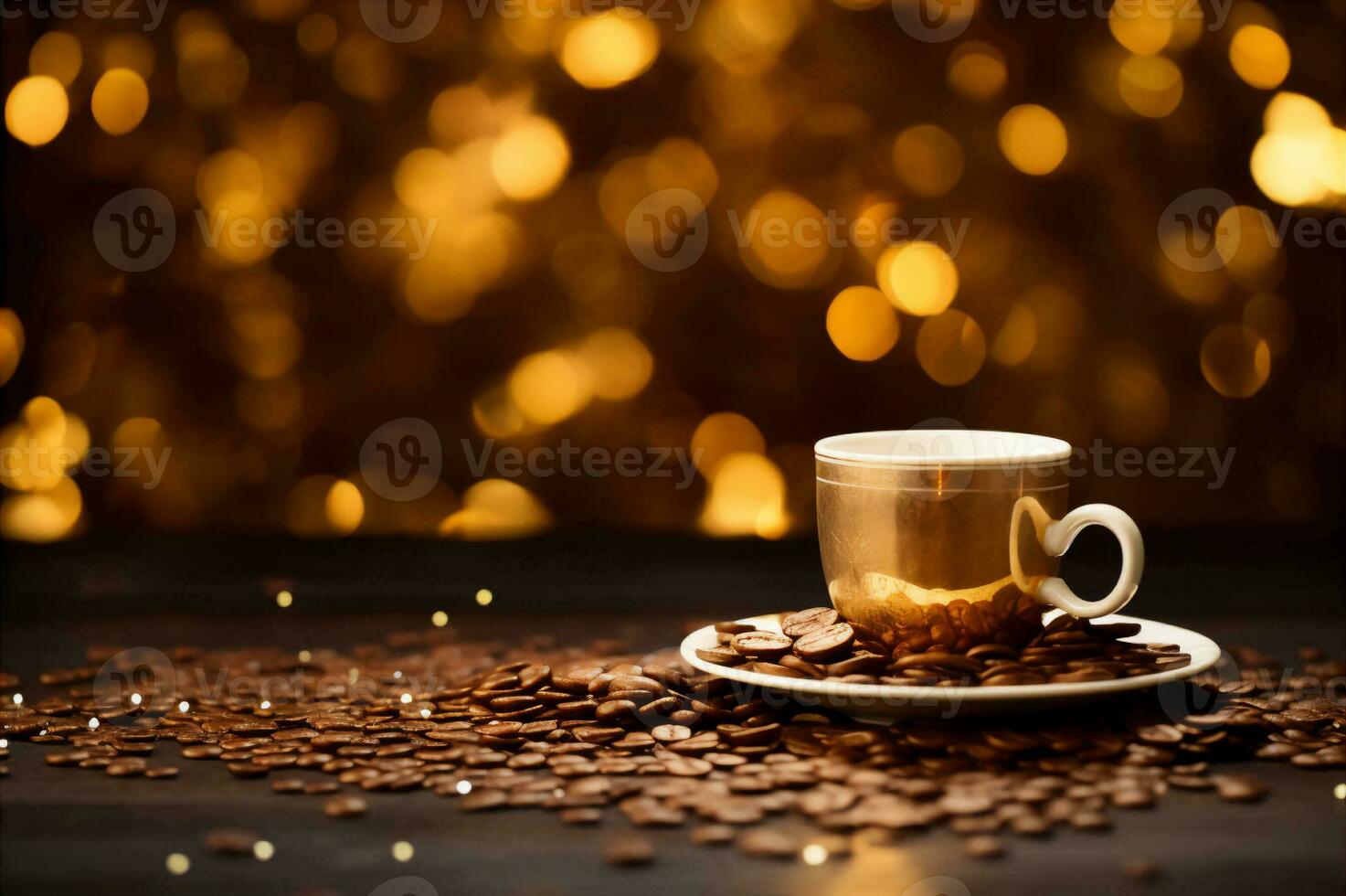 Money coffee. A cup of coffee on Thursdays, which attracts money according to the Cimoronian tradition. AI Generative photo