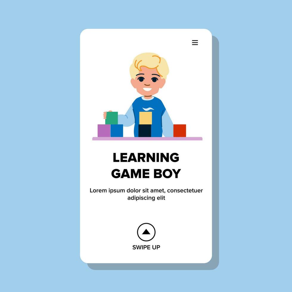 child learning game boy vector