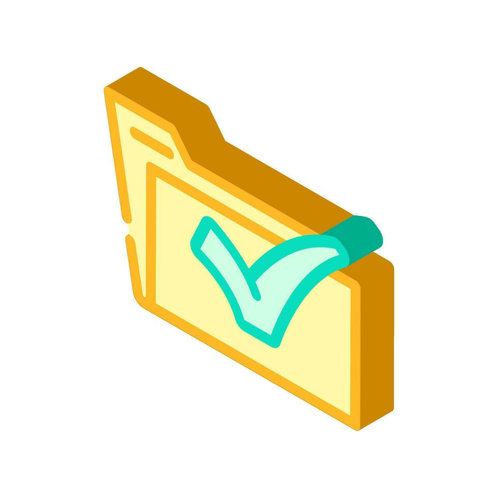 folder green check mark isometric icon vector illustration