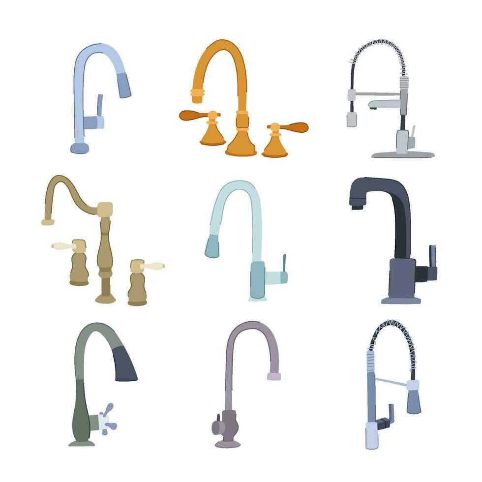 kitchen faucet set cartoon vector illustration