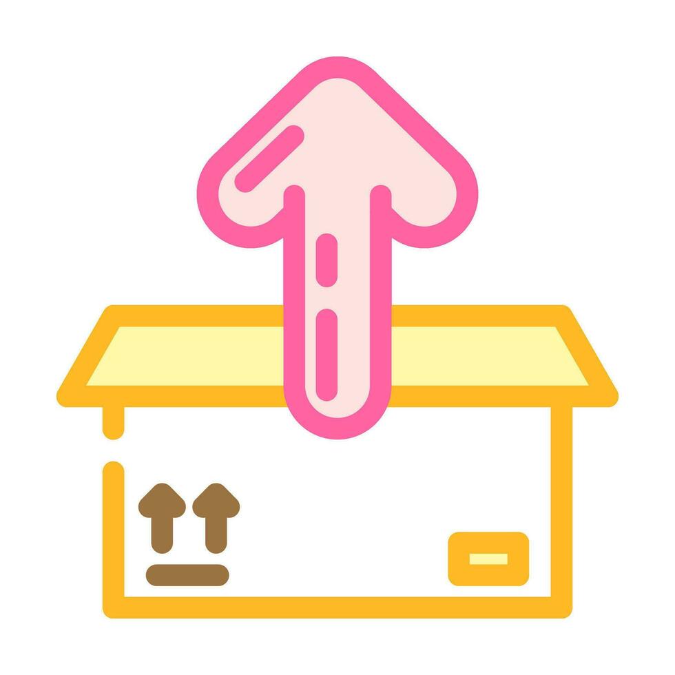 open box unpacking loading contents color icon vector illustration