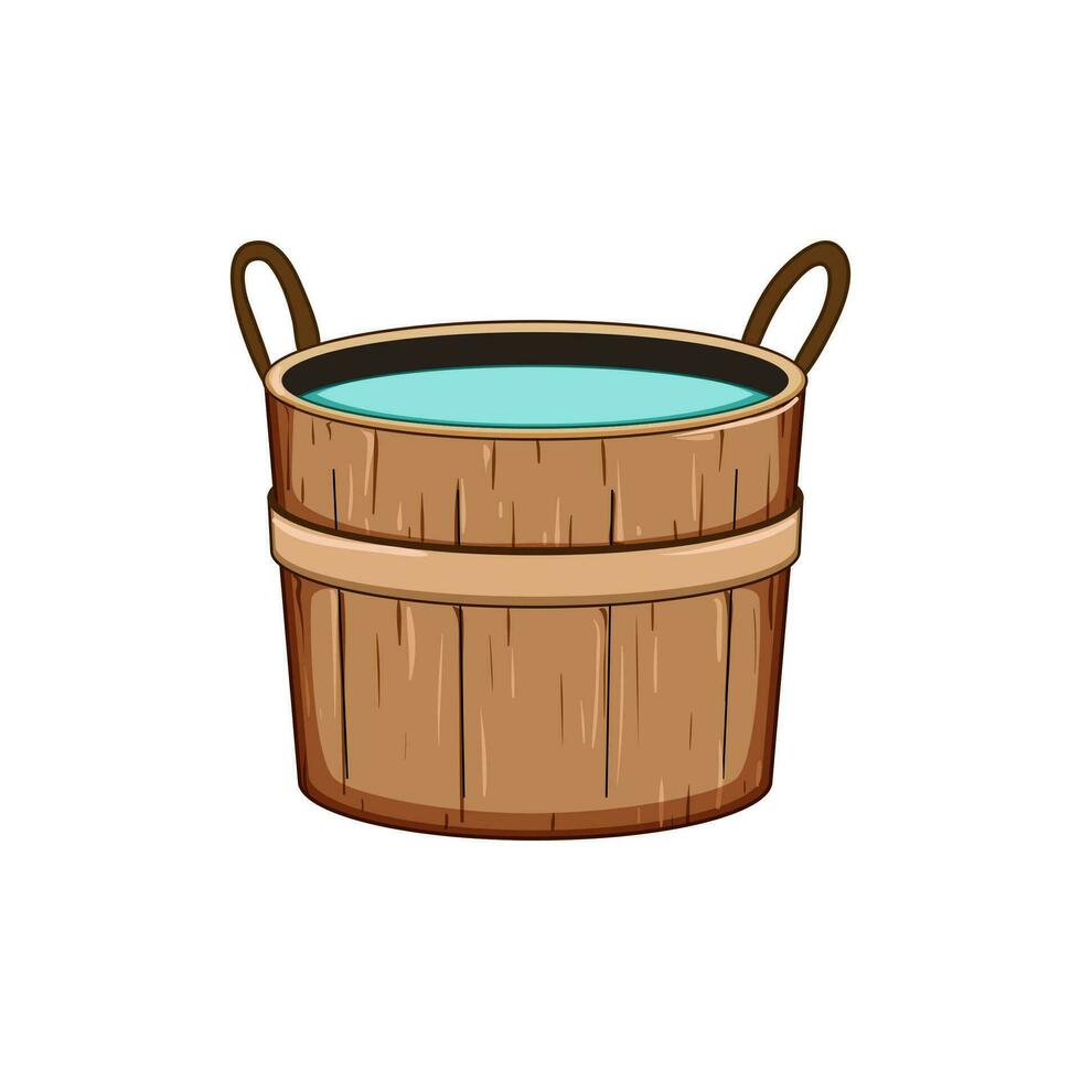 wood wooden tub cartoon vector illustration