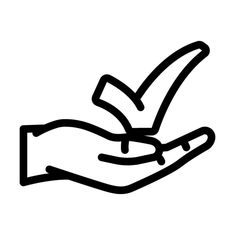 hand check mark line icon vector illustration