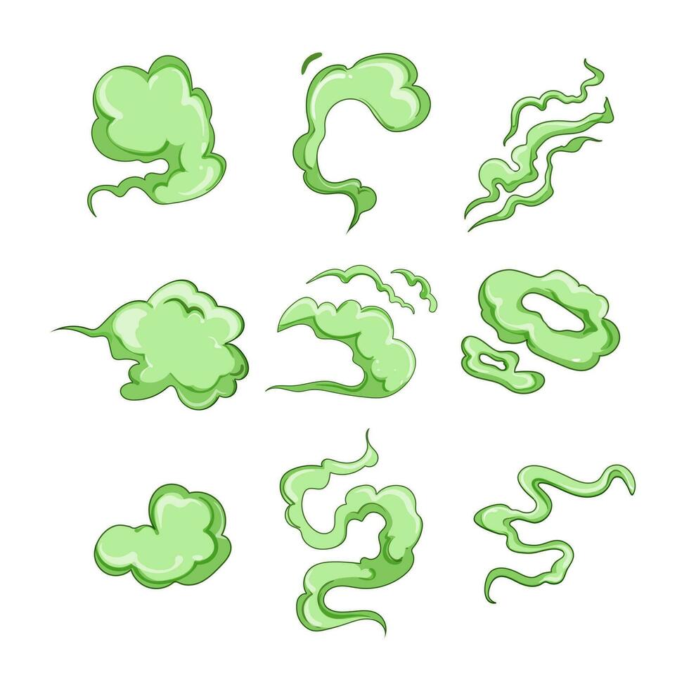smell fart set cartoon vector illustration