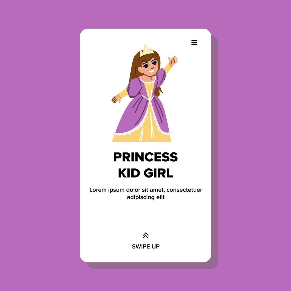 cute princess kid girl vector