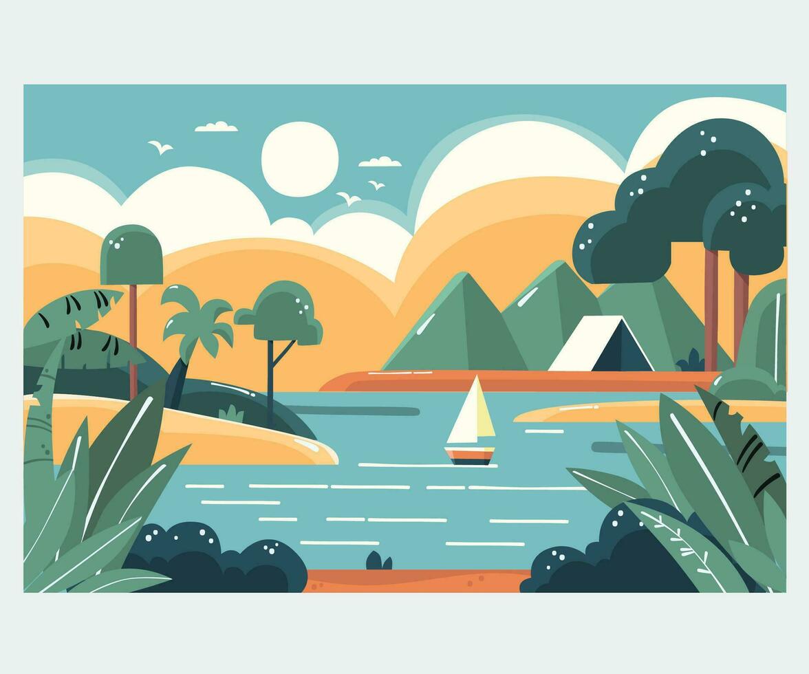 verano paisaje antecedentes ilustración vector