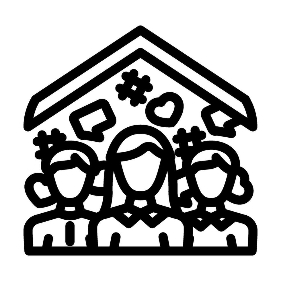 community building social media line icon vector illustration