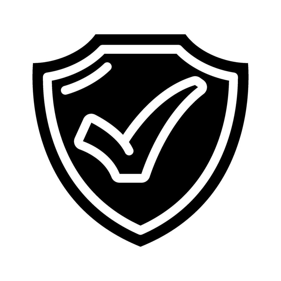 shield check mark glyph icon vector illustration