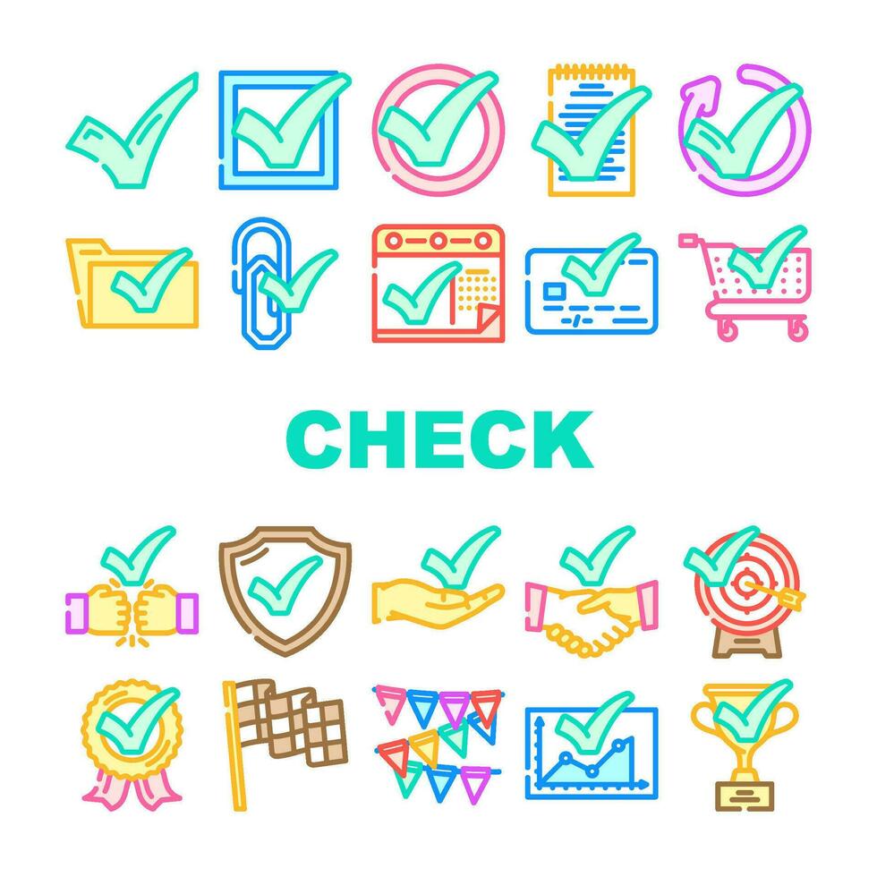 check mark yes correct icons set vector