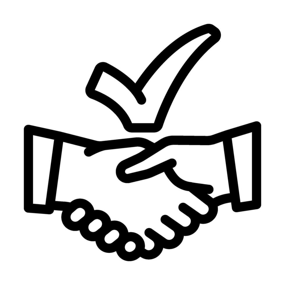 handshake check mark line icon vector illustration