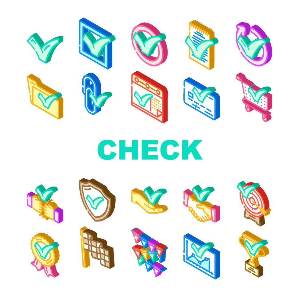 check mark yes correct icons set vector