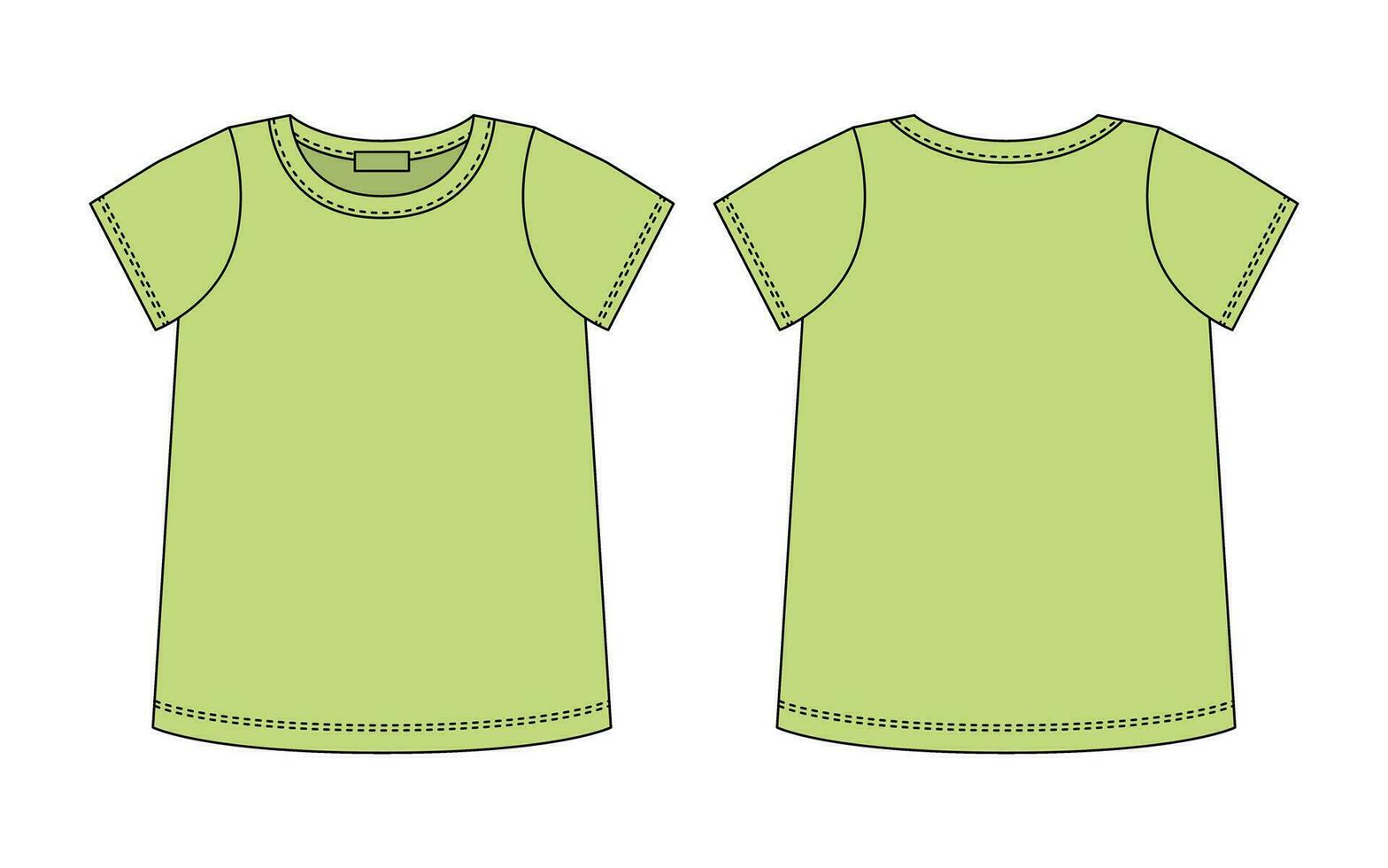 blanco t camisa técnico bosquejo. verde color. vector